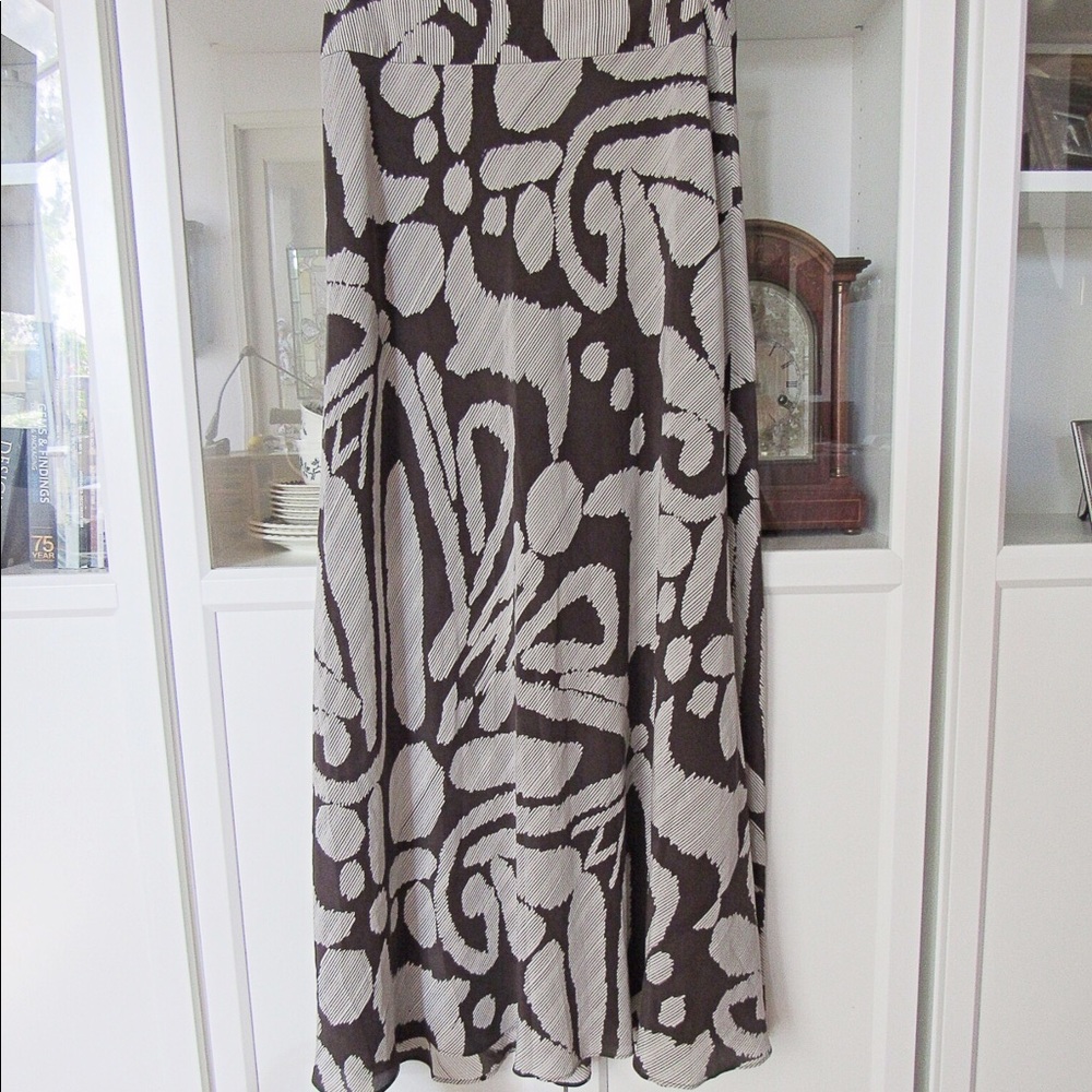 100% Silk Banana Republic Olive White Maxi Skirt